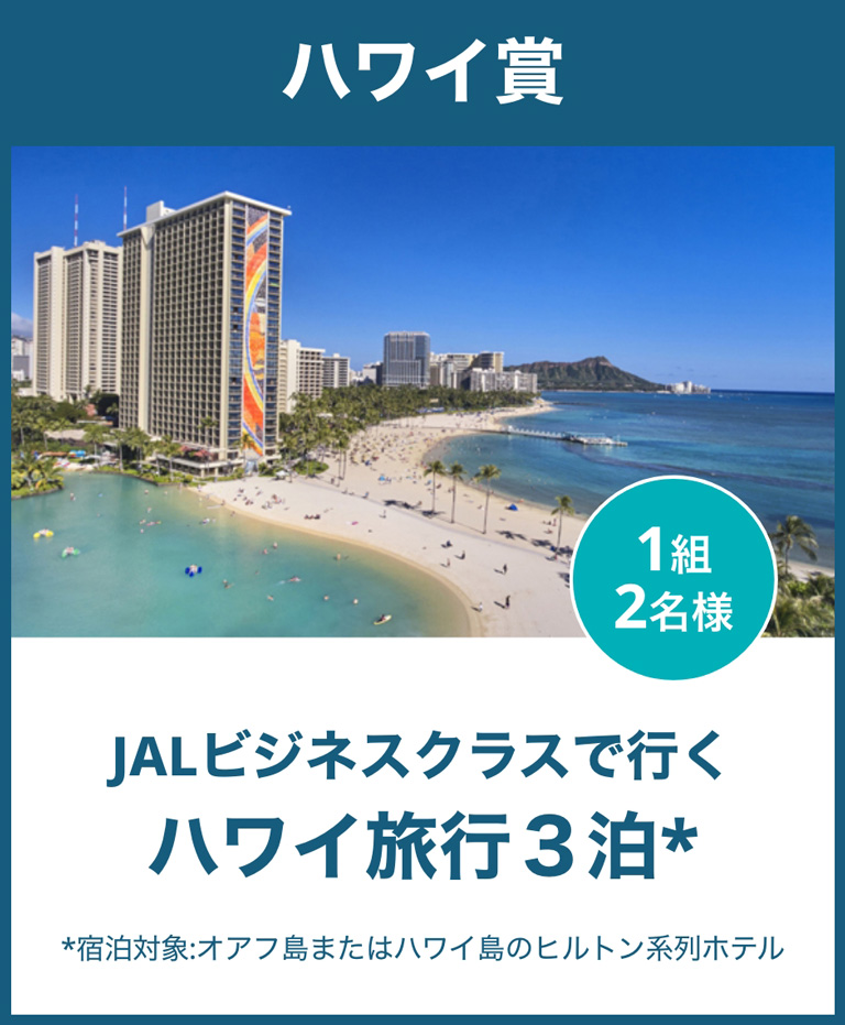 ハワイ賞 JALビジネスクラスで行くハワイ旅行３泊*
